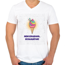 PRINTFASHION Nyaligátor - Férfi V-nyakú póló - Fehér férfi póló