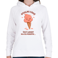 PRINTFASHION NYALNI CSAK ÚGY LEHET - Női kapucnis pulóver - Fehér női pulóver, kardigán