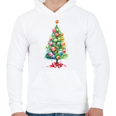 PRINTFASHION Nyalókás karácsonyfa - Férfi kapucnis pulóver - Fehér