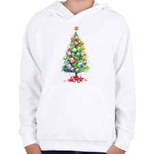PRINTFASHION Nyalókás karácsonyfa - Gyerek kapucnis pulóver - Fehér gyerek pulóver, kardigán