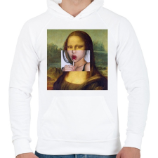 PRINTFASHION Nyalókázó Mona - Férfi kapucnis pulóver - Fehér férfi pulóver, kardigán