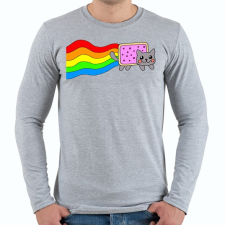 PRINTFASHION Nyan Cat - Férfi hosszú ujjú póló - Sport szürke férfi póló