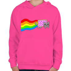 PRINTFASHION Nyan Cat - Gyerek kapucnis pulóver - Fukszia