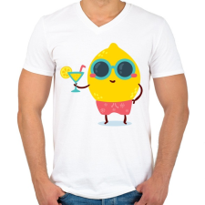 PRINTFASHION Nyár - Férfi V-nyakú póló - Fehér férfi póló