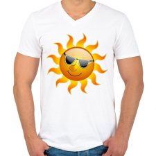 PRINTFASHION Nyár - Férfi V-nyakú póló - Fehér férfi póló