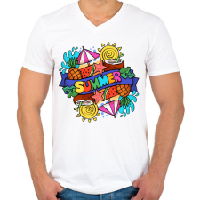 PRINTFASHION Nyár - Férfi V-nyakú póló - Fehér férfi póló