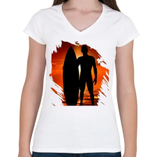 PRINTFASHION Nyár - Női V-nyakú póló - Fehér női póló