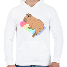 PRINTFASHION Nyári capybara - Férfi kapucnis pulóver - Fehér