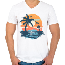 PRINTFASHION Nyári hangulat  - Férfi V-nyakú póló - Fehér férfi póló