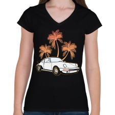 PRINTFASHION Nyári hangulat - Női V-nyakú póló - Fekete női póló