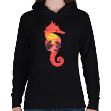 PRINTFASHION Nyári naplemente - Női kapucnis pulóver - Fekete női pulóver, kardigán