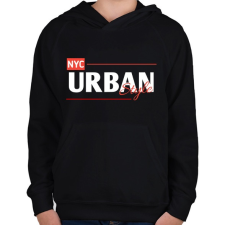 PRINTFASHION NYC Urban style  - Gyerek kapucnis pulóver - Fekete gyerek pulóver, kardigán