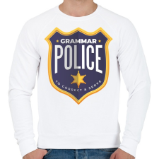 PRINTFASHION Nyelvtan rendőrség - Férfi pulóver - Fehér férfi pulóver, kardigán