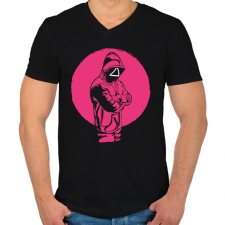 PRINTFASHION Nyerd meg az életed - Squid Game - Férfi V-nyakú póló - Fekete férfi póló