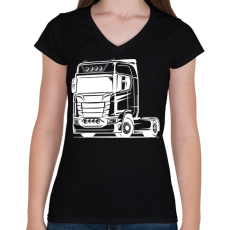 PRINTFASHION Nyergesvontató - Női V-nyakú póló - Fekete