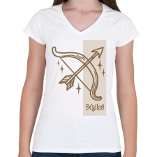 PRINTFASHION Nyilas horoszkóp - Női V-nyakú póló - Fehér női póló