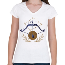 PRINTFASHION Nyilas - Női V-nyakú póló - Fehér