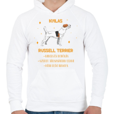 PRINTFASHION Nyilas - Russell terrier - Férfi kapucnis pulóver - Fehér