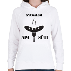 PRINTFASHION Nyugalom! Apa süti - Női kapucnis pulóver - Fehér