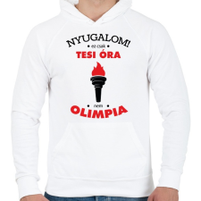 PRINTFASHION Nyugalom! Ez csak tesi óra, nem olimpia - Férfi kapucnis pulóver - Fehér női pulóver, kardigán
