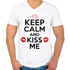 PRINTFASHION Nyugodj le és csókolj meg - Férfi V-nyakú póló - Fehér férfi póló