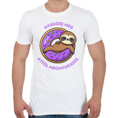 PRINTFASHION Nyugodj meg, attól megnyugszol! - Vicces fánkos lajháros minta - Férfi póló - Fehér