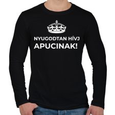 PRINTFASHION NYUGODTAN HÍVJ APUCINAK - Férfi hosszú ujjú póló - Fekete férfi póló
