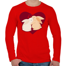 PRINTFASHION Nyúl szerelem - Férfi hosszú ujjú póló - Piros férfi póló