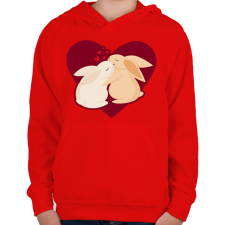 PRINTFASHION Nyúl szerelem - Gyerek kapucnis pulóver - Piros gyerek pulóver, kardigán