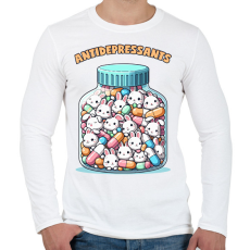 PRINTFASHION Nyuszi antidepresszáns - Férfi hosszú ujjú póló - Fehér