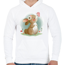 PRINTFASHION Nyuszi  - Férfi kapucnis pulóver - Fehér férfi pulóver, kardigán