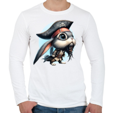 PRINTFASHION Nyuszi Jack Sparrow kapitány jelmezben - Férfi hosszú ujjú póló - Fehér férfi póló