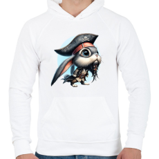PRINTFASHION Nyuszi Jack Sparrow kapitány jelmezben - Férfi kapucnis pulóver - Fehér