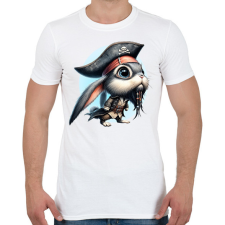 PRINTFASHION Nyuszi Jack Sparrow kapitány jelmezben - Férfi póló - Fehér férfi póló