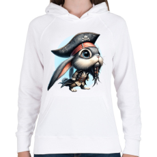 PRINTFASHION Nyuszi Jack Sparrow kapitány jelmezben - Női kapucnis pulóver - Fehér