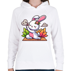 PRINTFASHION Nyuszi jóga - Női kapucnis pulóver - Fehér