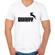 PRINTFASHION Nyuszi logó - Férfi V-nyakú póló - Fehér