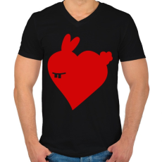 PRINTFASHION Nyuszi love - Férfi V-nyakú póló - Fekete