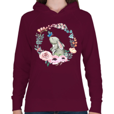 PRINTFASHION Nyuszi - Női kapucnis pulóver - Bordó