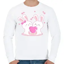 PRINTFASHION Nyuszi szerelem! - Férfi pulóver - Fehér férfi pulóver, kardigán