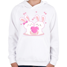PRINTFASHION Nyuszi szerelem! - Gyerek kapucnis pulóver - Fehér