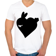 PRINTFASHION Nyuszi szív - Férfi V-nyakú póló - Fehér