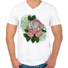 PRINTFASHION Nyuszi virágban - Férfi V-nyakú póló - Fehér férfi póló