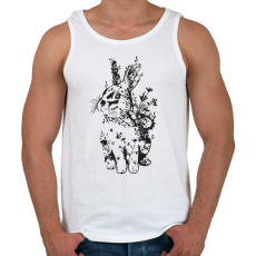 PRINTFASHION nyuszi virágokkal fekete - Férfi atléta - Fehér