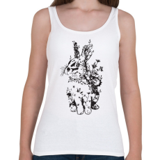 PRINTFASHION nyuszi virágokkal fekete - Női atléta - Fehér