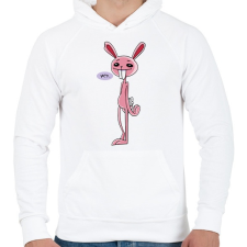 PRINTFASHION Nyuszika - Férfi kapucnis pulóver - Fehér férfi pulóver, kardigán