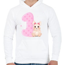 PRINTFASHION Nyuszilány 1 éves - Férfi kapucnis pulóver - Fehér férfi pulóver, kardigán