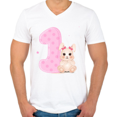 PRINTFASHION Nyuszilány 1 éves - Férfi V-nyakú póló - Fehér