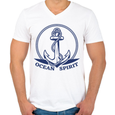 PRINTFASHION Oceán spirit - Férfi V-nyakú póló - Fehér férfi póló