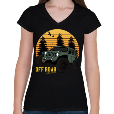 PRINTFASHION Off Road adventure - Női V-nyakú póló - Fekete